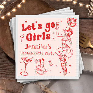 Serviette En Papier Fille d'honneur de rodéo Cowgirl Disco Rouge Fête 