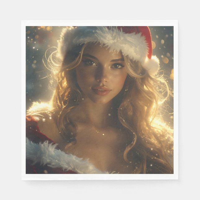 Serviette En Papier Fille du Père Noël (Devant)