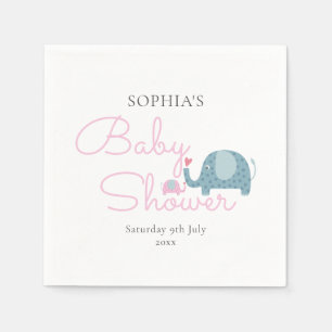 Serviette En Papier Fille Eléphant Rose Baby Shower