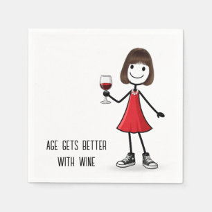 Serviette En Papier Fille en bâtonnets de fête avec verre à vin