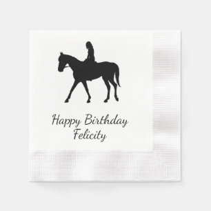 Serviette En Papier Fille en cheval Personnalisée