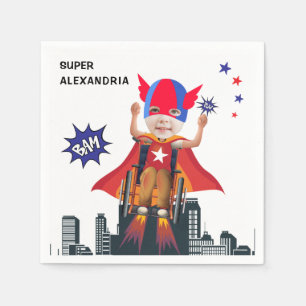 Serviette En Papier Fille en fauteuil roulant Superhero Flying Hero An