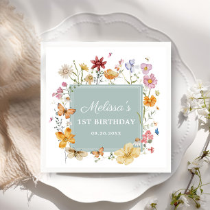 Serviette En Papier Fille Fleur sauvage 1er anniversaire