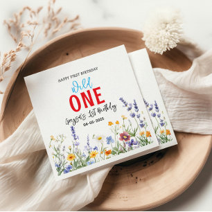 Serviette En Papier Fille fleur sauvage 1ère fête d'anniversaire