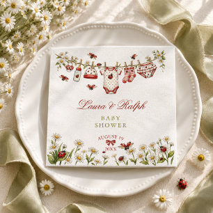 Serviette En Papier Fille Fleur Sauvage Coccinelle Baby Shower