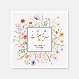 Serviette En Papier Fille Fleurs Sauvages Baby Shower Rose