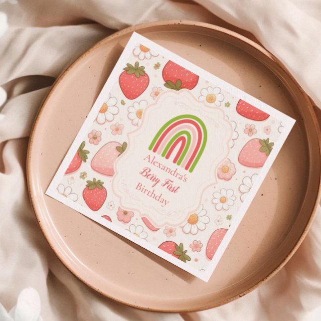 Serviette En Papier Fille fraise Berry 1er anniversaire fête (Créateur téléchargé)