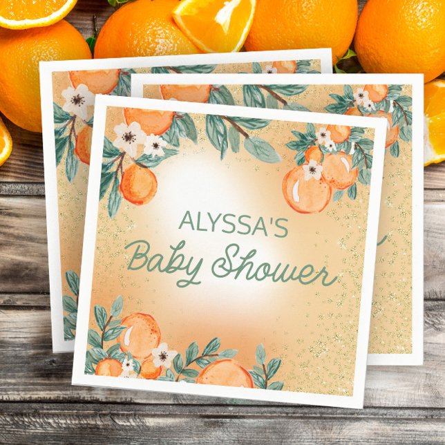 Serviette En Papier Fille Garçon Citron Fruit Orange Shower de Bébé (Créateur téléchargé)