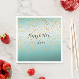 Serviette En Papier Fille Glam Gold Confetti Mint Ombre