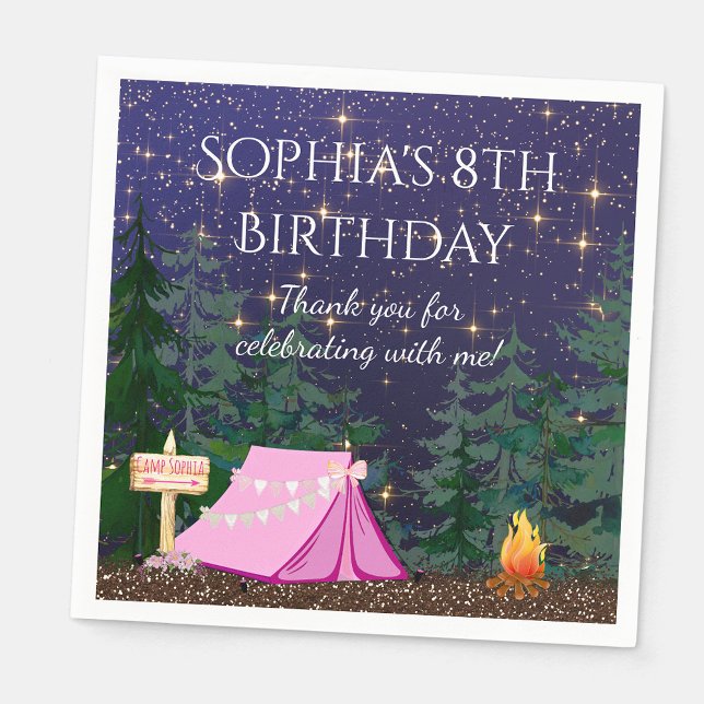 Serviette En Papier Fille Glamping Camping  (Créateur téléchargé)