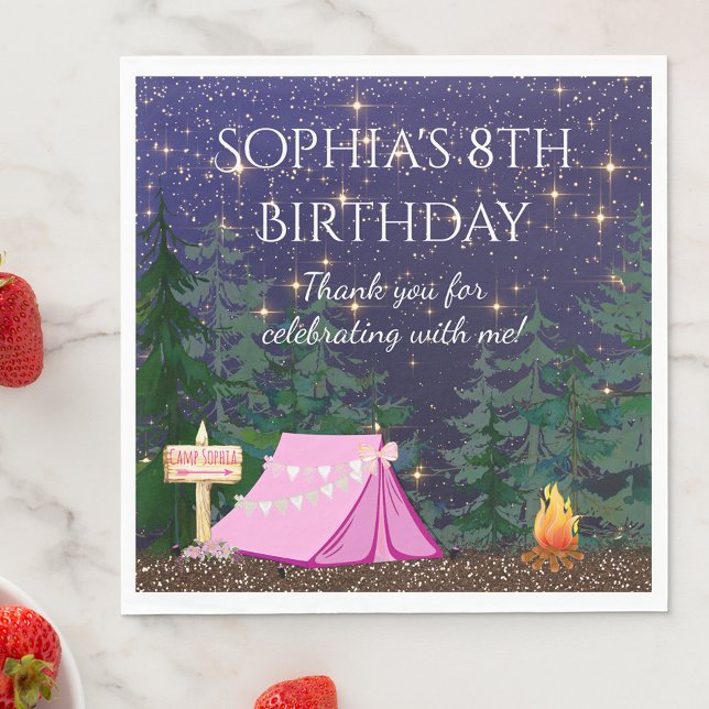 Serviette En Papier Fille Glamping Camping  (Créateur téléchargé)