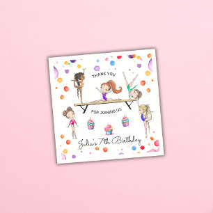 Serviette En Papier Fille Gymnastique Cupcake & Balloon Anniversaire