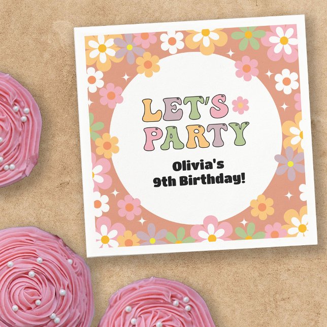 Serviette En Papier Fille Hippie de marguerites super (Créateur téléchargé)