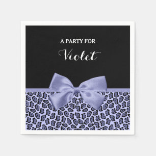Serviette En Papier Fille Jaguar violet Imprimer Lavande Bow avec nom