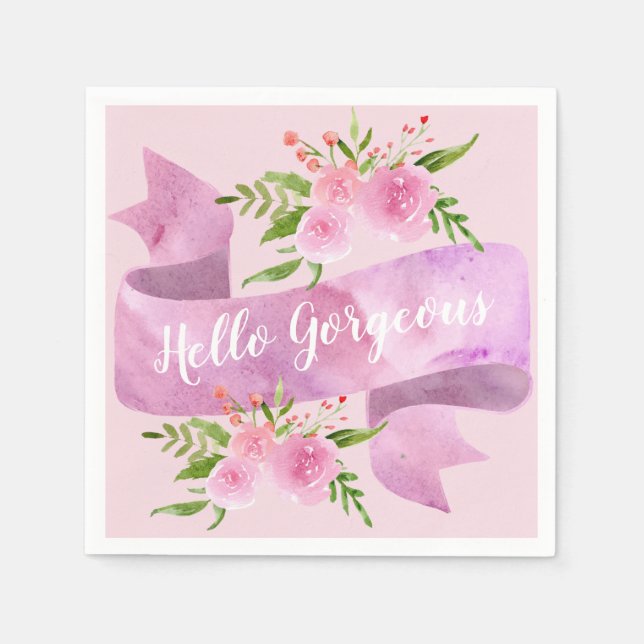 Serviette En Papier Fille Joli Chic Floral Rose Rose Rose Rose Bonjour (Devant)