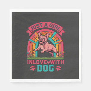Serviette En Papier Fille juste amoureuse du chien Bouledogue français
