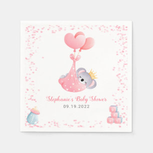 Serviette En Papier Fille Koala Oear Baby shower rose