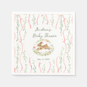 Serviette En Papier Fille Lapin Fleur Rose Bébé Naissance