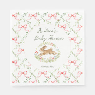 Serviette En Papier Fille Lapin Fleur Rose Bébé Naissance 