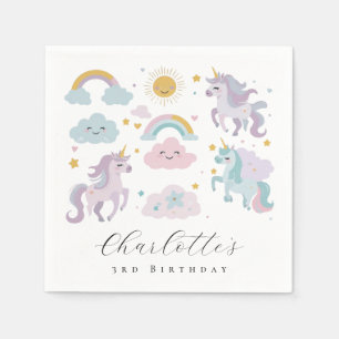 Serviette En Papier Fille Licorne Papier Serviettes Anniversaire Paste