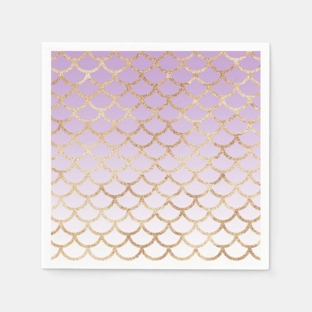 Serviette En Papier Fille Lilac Purple Gold Parties scintillant sirène (Devant)