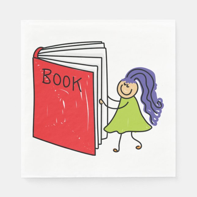 Serviette En Papier Fille Lire Un Livre Papier Serviettes (Devant)