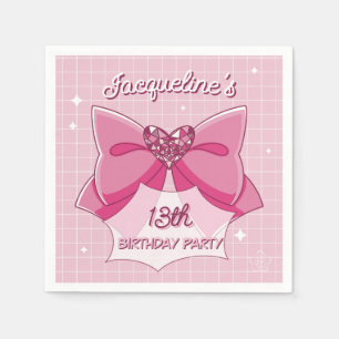 Serviette En Papier Fille Magique Anniversaire Ruban Rose