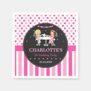 Serviette En Papier Fille mignonne anniversaire thé rose