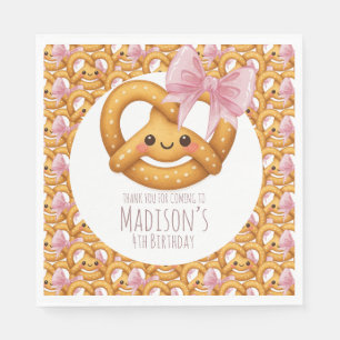 Serviette En Papier Fille mignonne au bretzel Fête d'anniversaire