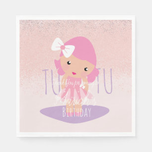 Serviette En Papier Fille Minimal Tutu Anniversaire Cartoon Rose Paill