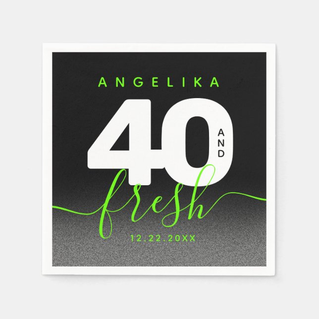 Serviette En Papier Fille moderne vert brillant 40 et frais (Devant)