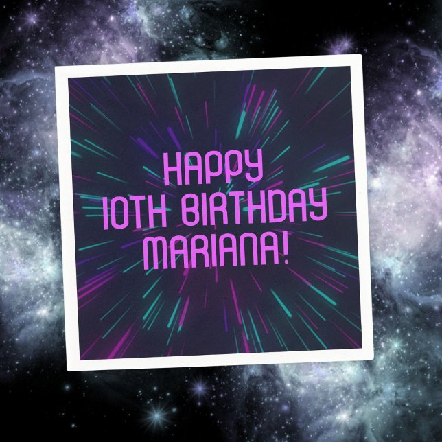 Serviette En Papier Fille Neon Purple Pink Glow Party (Créateur téléchargé)