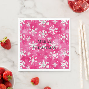 Serviette En Papier Fille Pink Silver Glam Snowflakes Noël