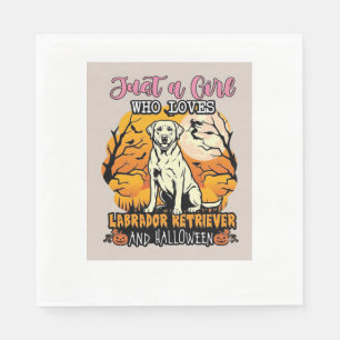 Serviette En Papier Fille qui aime Labrador Retriever Halloween Sorciè