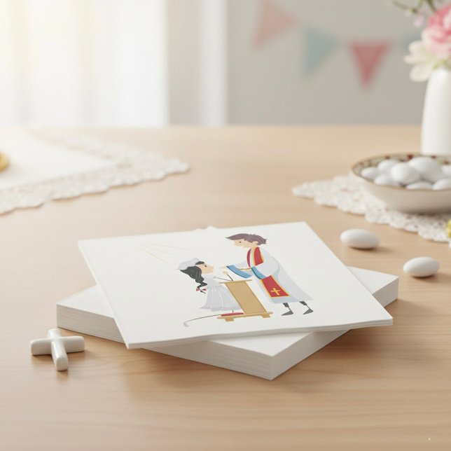 Serviette En Papier Fille recevant la communion Papier Religieux servi (Créateur téléchargé)