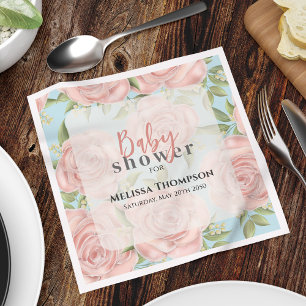 Serviette En Papier Fille rose Baby shower Floral Custom
