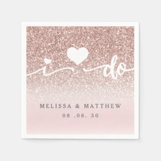 Serviette En Papier Fille Rose Parties scintillant Or Je fais les noms