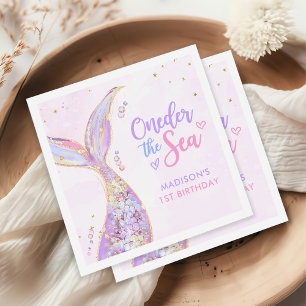 Serviette En Papier Fille Sirène 1ère fête d'anniversaire