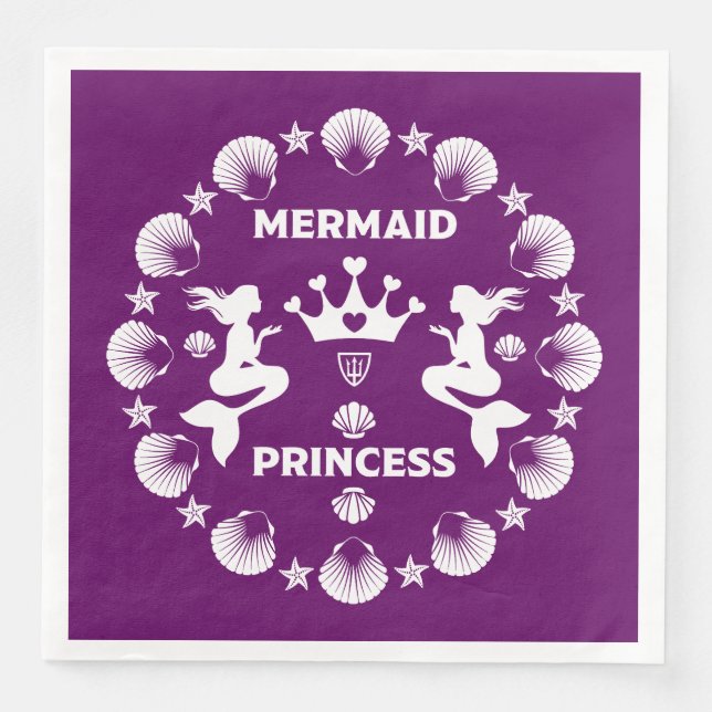 Serviette En Papier Fille Sirène Princesse (Devant)