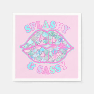 Serviette En Papier Fille Splashy & Sassy Rose Turquoise Mermaid Kiss
