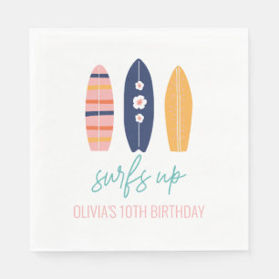 Serviette En Papier Fille Surfboard Beach anniversaire