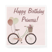 Fille Vélo Rose Ballons Joyeux anniversaire