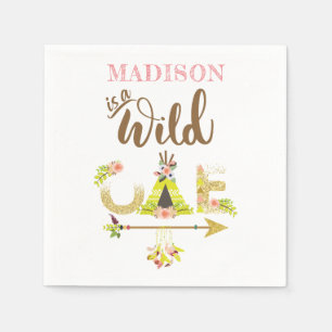Serviette En Papier Fille Wild One Premier anniversaire Personnalisé