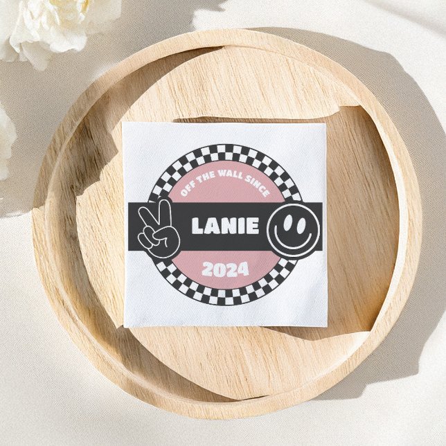 Serviette En Papier Filles À damiers Skateboard Super Rad Anniversaire (Créateur téléchargé)