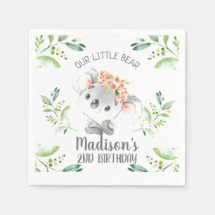 Serviette En Papier Filles Aquarelle Koala Ours Anniversaire Papier