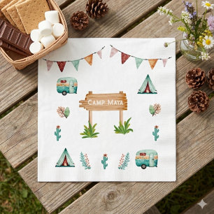 Serviette En Papier Filles camping aventure sommeil fête d'anniversair