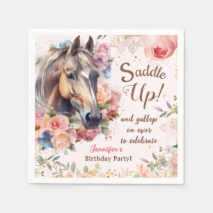 Serviette En Papier Filles Cheval Anniversaire Papier de fête Napkin