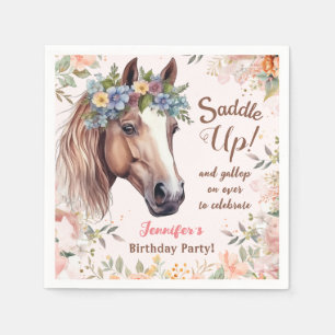Serviette En Papier Filles Cheval Anniversaire Papier de fête Napkin