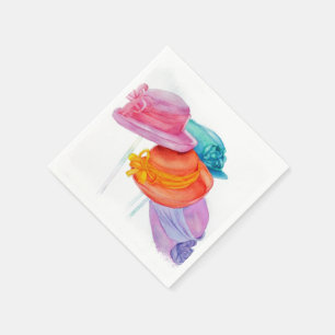 SERVIETTE EN PAPIER FILLES COLORÉES CASQUETTES PAPIER NAPKINS