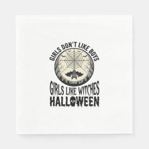 Serviette En Papier Filles comme sorcières Halloween Design Vector Vin